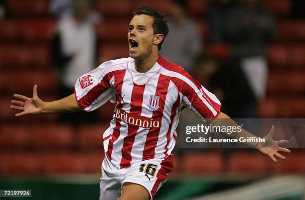 Lee Hendrie of Stoke City celebrates scoring the equalising goal during the Coca Cola Championship match between Stoke City and Sunderland at The...