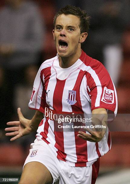 Lee Hendrie of Stoke City celebrates scoring the equalising goal during the Coca Cola Championship match between Stoke City and Sunderland at The...