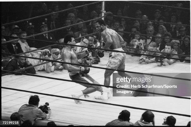 Muhammad Ali fights Joe Frazier in Madison Square Garden on March 8, 1971 in New York City, New York. Frazier defeated Ali in 15 rounds.