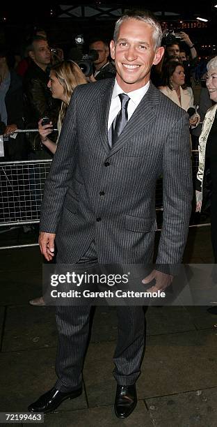 Gary Lineker arrives at the VIP West End premiere of Monty Python's Spamalot held at the Palace Theatre on October 17, 2006 in London, England.