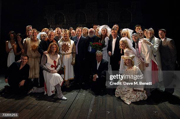 The cast including Eric Idle, Terry Gilliam, Michael Palin, Tim Curry, Hannah Waddingham and Terry Jones attend the West End premiere of Spamalot, at...
