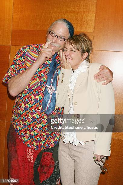 Patch Adams and Susan Welch pose at the An Evening With Patch Adams Fundraiser at the Sofitel Wentworth on October 18, 2006 in Sydney, Australia. The...