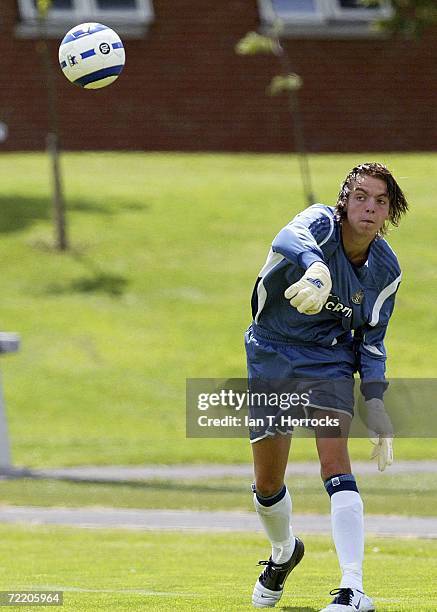 In this undated file photograph, Tim Krul, Newcastle's Dutch youth international goalkeeper throws the ball during a training session in Newcastle,...