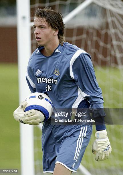 In this undated file photograph, Tim Krul, Newcastle's Dutch youth international goalkeeper holds the ball during a training session in Newcastle,...
