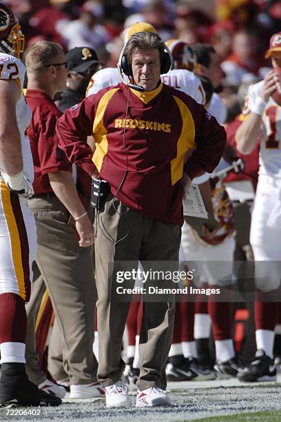 Assistant head coach - offense Joe Bugel, of the Washington Redskins, on the sidelines during a game on October 15, 2006 against the Tennessee Titans...