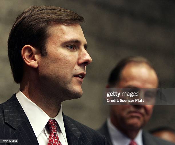 Republican U.S. Senate candidate State Sen. Tom Kean Jr. Attends a news conference with his father, former New Jersey Gov. Thomas H. Kean, on October...