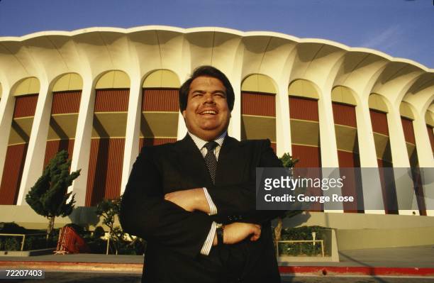 Bruce McNall, poses in front of the Great Western Forum during a 1988 Inglewood, California, photo portrait session. McNall purchased the Los Angeles...