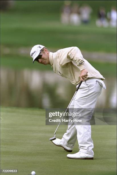 David Duval watches the winning putt during the Bob Hope Chrysler Classic at the PGA West Palmer Country Club in La Quinta, California. Mandatory...