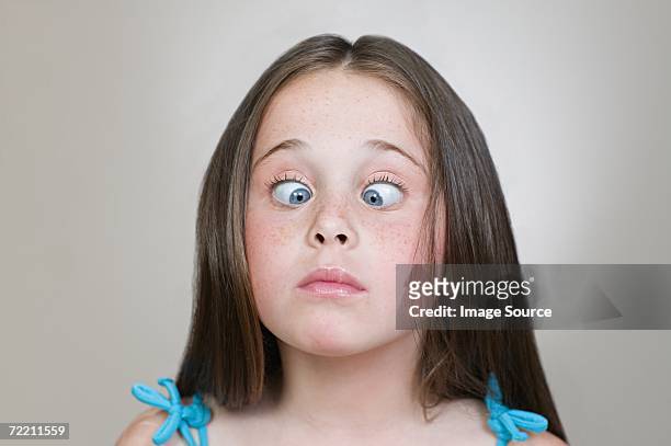 girl crossing her eyes - human nose isolated stock pictures, royalty-free photos & images