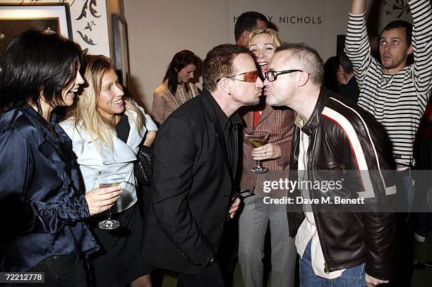 Ali Hewson, Alison Jackson, Bono, Kim Cattrall and Damien Hirst attend the launch party of 'Edun One' hosted by Ali Hewson, at Harvey Nichols on...