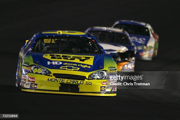 Jeff Green, driver of the Best Buy "HD Done Right" Chevrolet, leads others, during the NASCAR Nextel Cup Series Bank of America 500 on October 14,...