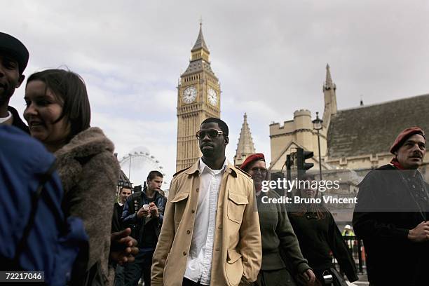 Rapper Rymefest walks past the Houses of Parliament on October 19, 2006 in London, England. Leader of the Conservative party, David Cameron met with...