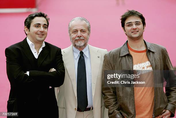 Director Eric Toledano, producer Aurelio De Laurentiis and director Olivier Nakache attend the premiere of the movie "Nos Jours Hereux" on the...