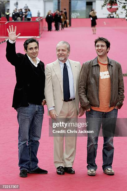 Director Eric Toledano, producer Aurelio De Laurentiis and director Olivier Nakache attend the premiere of the movie "Nos Jours Hereux" on the...