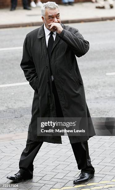 John Virgo attends the funeral of Paul Hunter at Leeds Parish Church on October 19, 2006 in Leeds, England. The three-time Masters champion lost his...