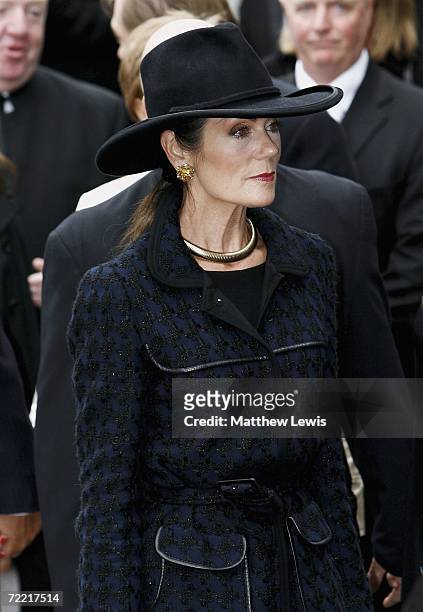 Emmerdale star Lorraine Chase attends the funeral of Paul Hunter in Leeds Parish Church on October 19, 2006 in Leeds, England. The three-time Masters...