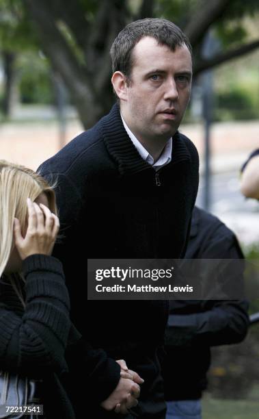 Smooker player Mark Williams attends the funeral of Paul Hunter at Leeds Parish Church on October 19, 2006 in Leeds, England. The three-time Masters...