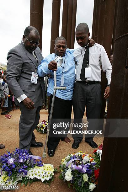 Vasco Langa , one of the eight survivors of the 1986 plane crash that killed Mozambican President Samora Machel and 34 other people, attends a...