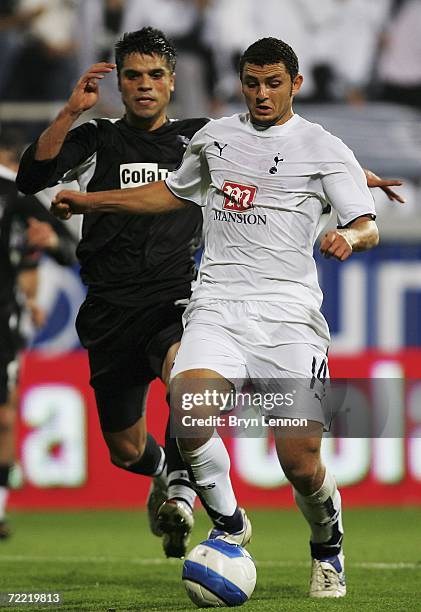 Hossam Ghaly of Tottenham Hotspur prepares to score a goal during the UEFA Cup Group B match between Besiktas and Tottenham Hotspur at the Inonu...