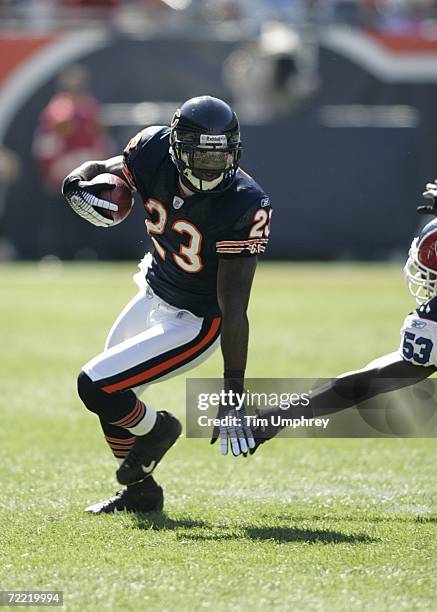 Cornerback Devin Hester of the Chicago Bears returns a punt in a game against the Buffalo Bills at Soldier Field on October 8, 2006 in Chicago,...