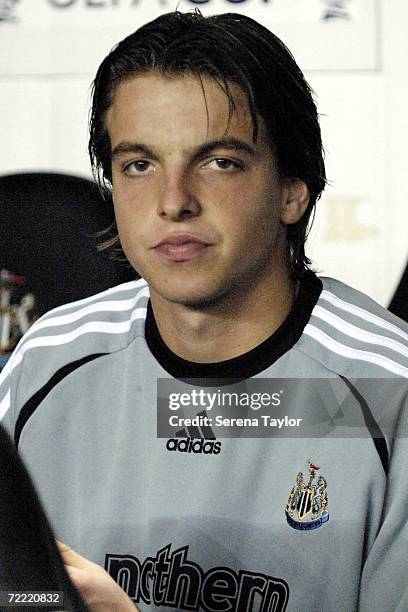 Newcastle United's Dutch Youth Goalkeeper Tim Krul sits in the dugouts during the UEFA Cup Group H match between Newcastle United and Fenerbahce at...