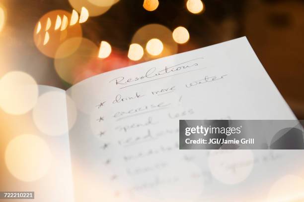 list of resolutions - new year resolution stock-fotos und bilder