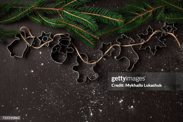 pastry cutters pine tree branches - gingerbread snowman stock pictures, royalty-free photos & images