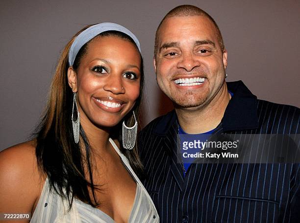 Actor Sinbad and his wife Meredith Adkins attend Mercedes Benz Fashion Week at Smashbox Studios on October 19, 2006 in Culver City, California.