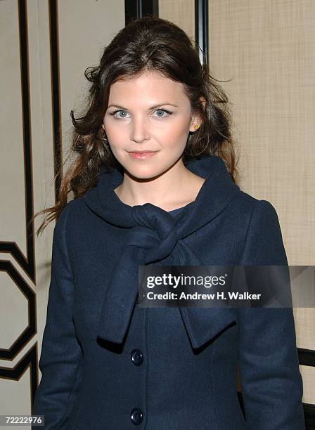 Actress Ginnifer Goodwin attends a Moschino dinner at Bergdorf Goodman hosted by Alexis Bryan, Nina Garcia, Ginnifer Goodwin, and Mary Alice...