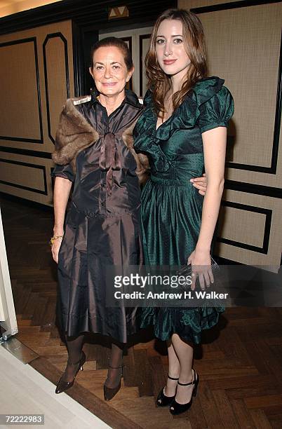 Designer Rossella Jardini and Alexis Bryan attend a Moschino dinner at Bergdorf Goodman hosted by Alexis Bryan, Nina Garcia, Ginnifer Goodwin, and...