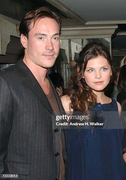 Actors Chris Klein and Ginnifer Goodwin attend a Moschino dinner at Bergdorf Goodman hosted by Alexis Bryan, Nina Garcia, Ginnifer Goodwin, and Mary...