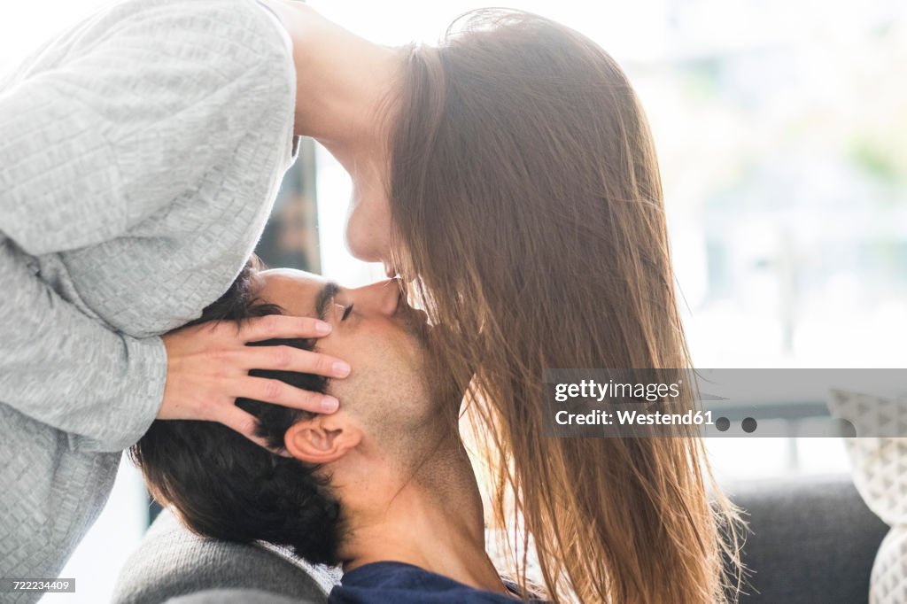 Young couple in love at home