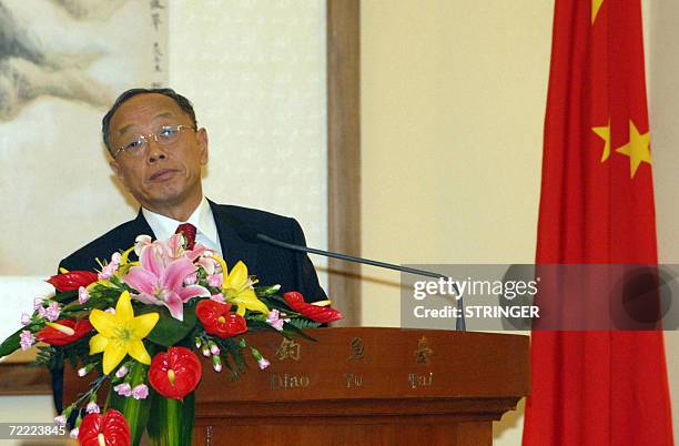 Secretary of State Condoleezza Rice and Chinese Foreign Minister Li Zaoxing attend a joint press conference after their talks at the Diaoyutai Guest...