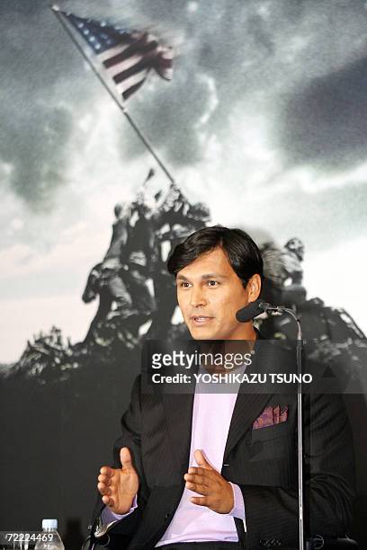 Actor Adam Beach speaks for his latest movie "Flags of Our Fathers", directed by Clint Eastwood, during a press conference in Tokyo 20 October 2006....