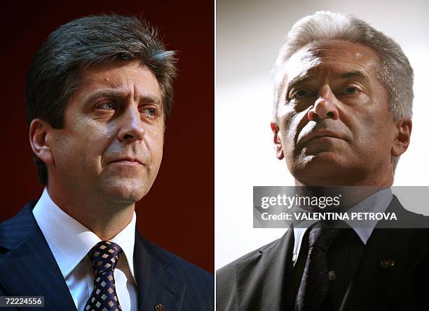Combo picture made 20 October 2006 shows recent portraits of incumbent Bulgarian President Georgy Parvanov and ultra-nationalist presidential...