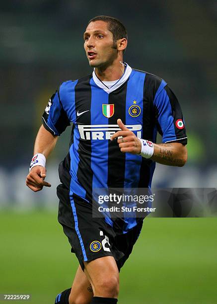 Marco Materazzi of Inter Milan makes a run during the UEFA Champions League match between Inter Milan and Spartak Moscow at the San Siro on October...