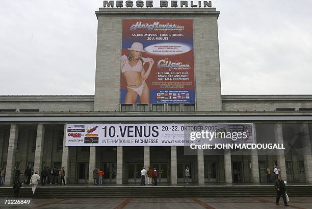 Entrance of the 10th Venus International Erotic Trade Fair in Berlin 20 October 2006. The fair runs until 22 October. AFP PHOTO JOHN MACDOUGALL