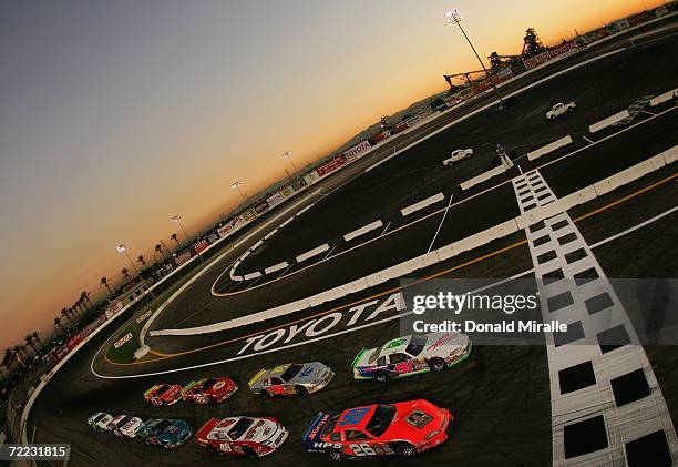 Cars are shown gridded on the track for Elite Division Qualifying Race for Toyota All-Star Showdown October 20, 2006 at the Irwindale Speedway in...