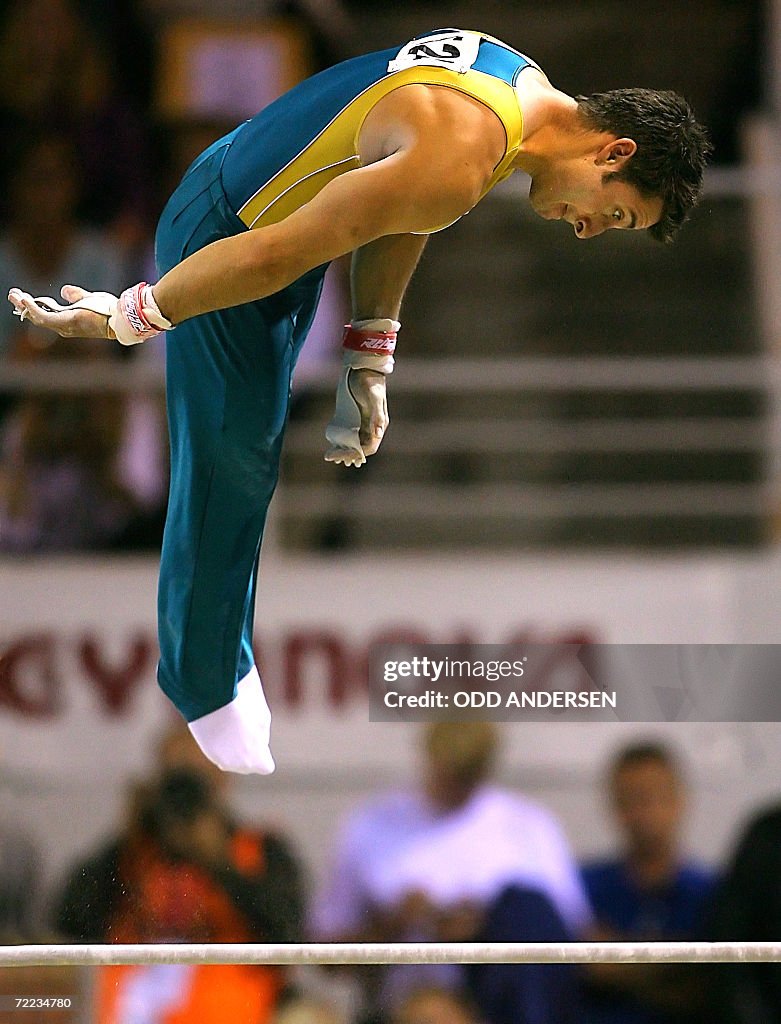 Phillipee Rizzo Philippe Rizzo of Australia competes on the horizontal bar during the ...