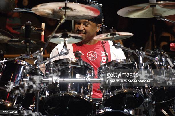 Carter Beauford of the Dave Matthews Band performs as part of the 20th Annual Bridge School Benefit at Shoreline Amphitheatre on October 21, 2006 in...