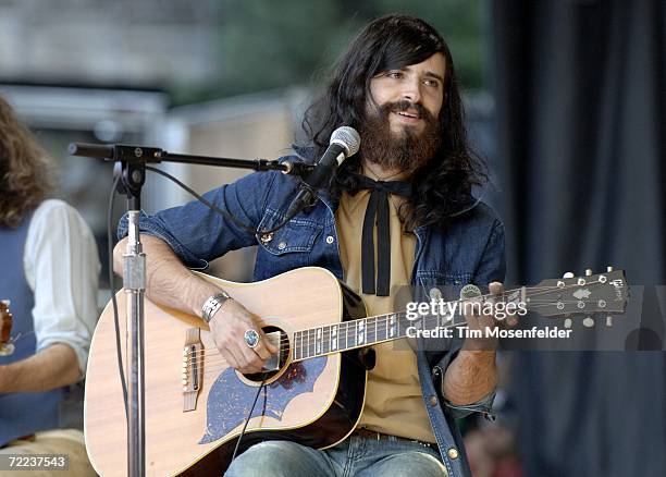 Devendra Banhart and the Bridge band perform as part of the 20th Annual Bridge School Benefit at Shoreline Amphitheatre on October 21, 2006 in...