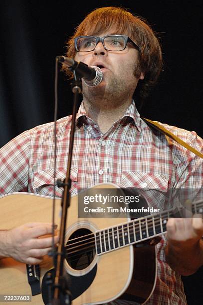 Ben Gibbard and Death Cab for Cutie perform as part of the 20th Annual Bridge School Benefit at Shoreline Amphitheatre on October 21, 2006 in...