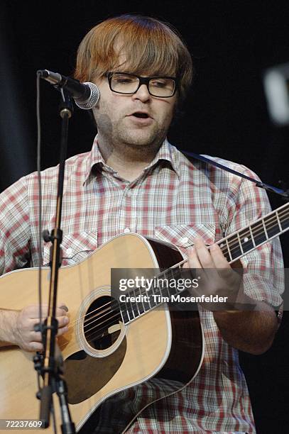 Ben Gibbard and Death Cab for Cutie perform as part of the 20th Annual Bridge School Benefit at Shoreline Amphitheatre on October 21, 2006 in...