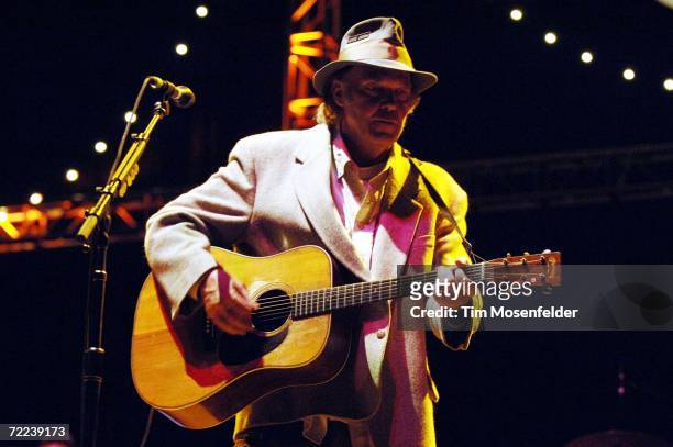 Neil Young performs as part of the 20th Annual Bridge School Benefit at Shoreline Amphitheatre on October 21, 2006 in Mountain View California.
