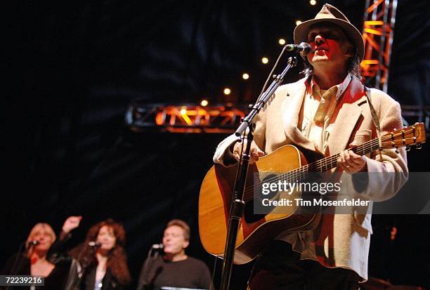 Neil Young performs as part of the 20th Annual Bridge School Benefit at Shoreline Amphitheatre on October 21, 2006 in Mountain View California.