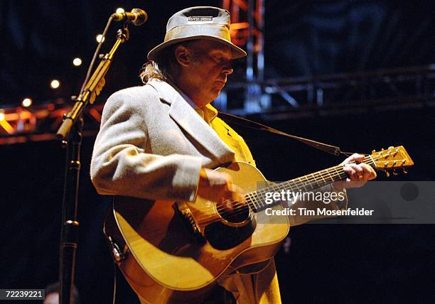 Neil Young performs as part of the 20th Annual Bridge School Benefit at Shoreline Amphitheatre on October 21, 2006 in Mountain View, California.