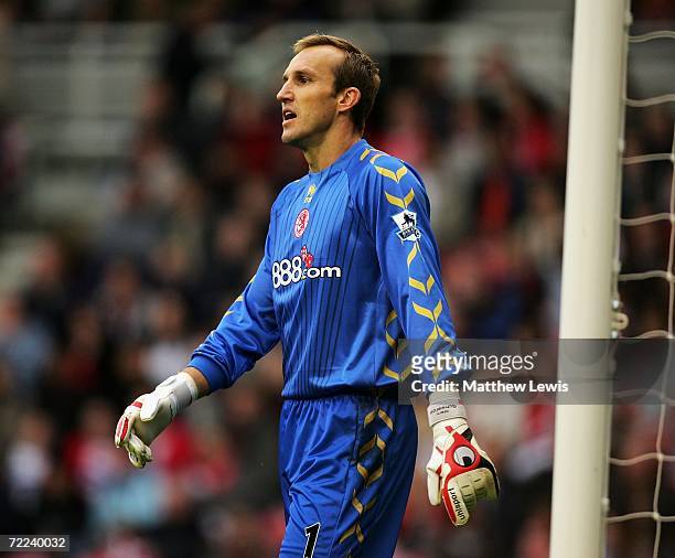 Mark Schwarzer of Middlesbrough is ready to play during the Barclays Premiership match between Middlesbrough and Newcastle United at the Riverside...