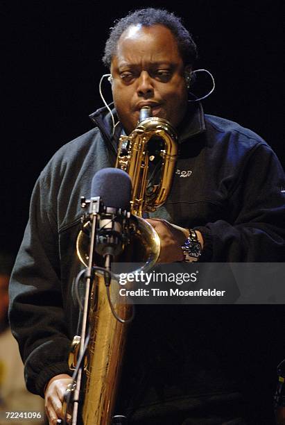 LeRoi Moore of the Dave Matthews Band performs at the 20th Annual Bridge School Benefit at Shoreline Amphitheatre on October 22, 2006 in Mountain...