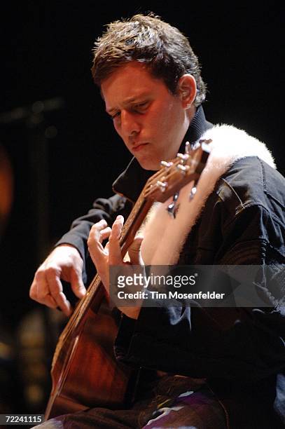 Stefan Lessard of the Dave Matthews Band performs at the 20th Annual Bridge School Benefit at Shoreline Amphitheatre on October 22, 2006 in Mountain...