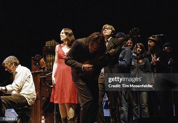 Gillian Welch, David Rawlings, and Ben Gibbard perform with the Bridge Benefit Finale at the 20th Annual Bridge School Benefit at Shoreline...